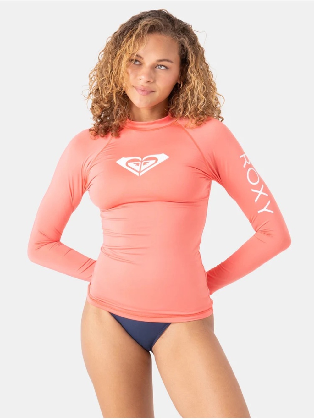 Roxy Coral Long-Sleeve Rash Guard with White Logo